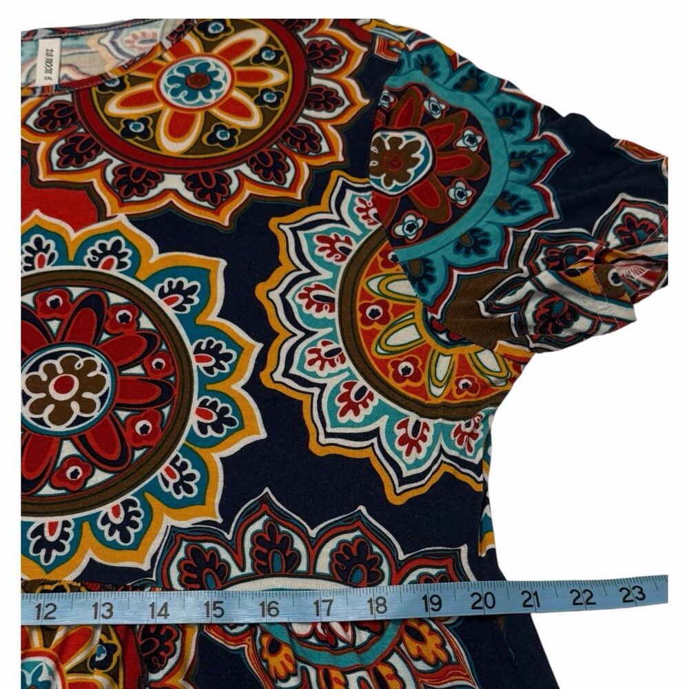 Boho Midi Dress Womens 3XL Multicolor Mandala DB Moon Pocket Short Sleeve - Picture 6 of 11